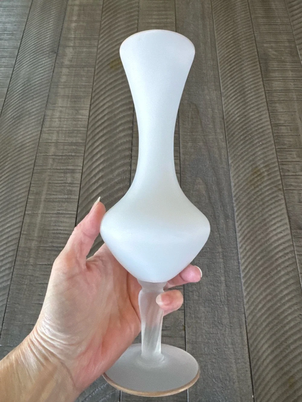 Vintage Frosted Floral Glass Bud Vase